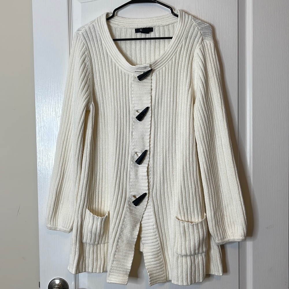 Style & Co Cotton Blend Cardigan Sweater Ivory / Cream XL